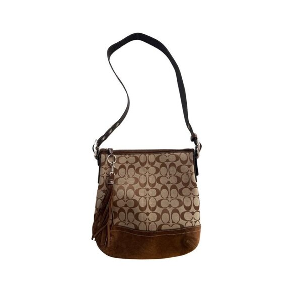 Coach vintage brown signature canvas suede bag